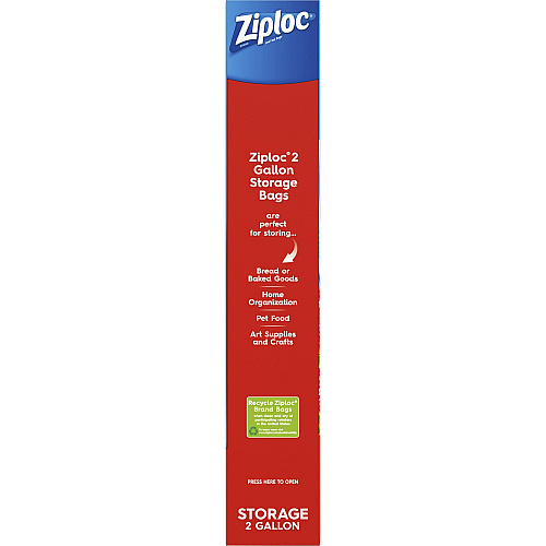 Ziploc&reg; 2-gallon Storage Bags Extra Large Size - 2 gal Capacity - 13" - Zipper Closure - Plastic - Food, Money, Vegetables, Fruit, Yarn, Cosmetics, Business Card, Map, Meat, Seafood, Poultry - 12 / Box (664531)