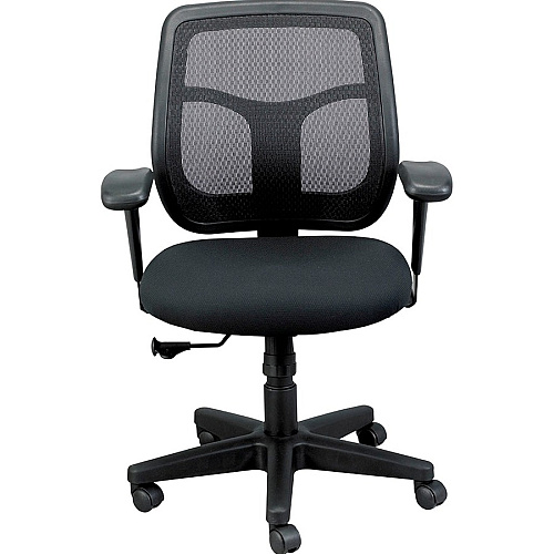 Eurotech Apollo Synchro Mid-Back Chair Butterscotch Seat Color - Fabric Seat Material - Black Back Color - Fabric Back Material - Mid Back - 5-star Base - Castillo Metal - Armrest - 1 Each (MT940071)