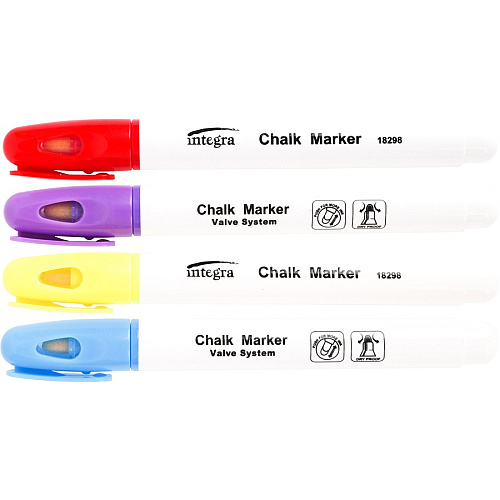 Integra Chalk Ink Markers Bullet Marker Point - Blue, Purple, Red, Yellow Ink - Chalk-based - 4 / Set (18298)