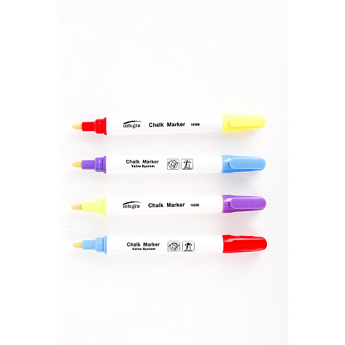 Integra Chalk Ink Markers Bullet Marker Point - Blue, Purple, Red, Yellow Ink - Chalk-based - 4 / Set (18298)