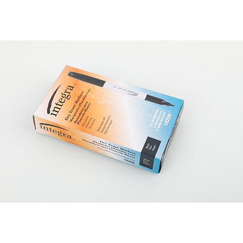 Integra Dry-Erase Markers Fine Bullet Marker Point - Black Ink - Alcohol Based - Fiber Tip - 1 Dozen (18296)