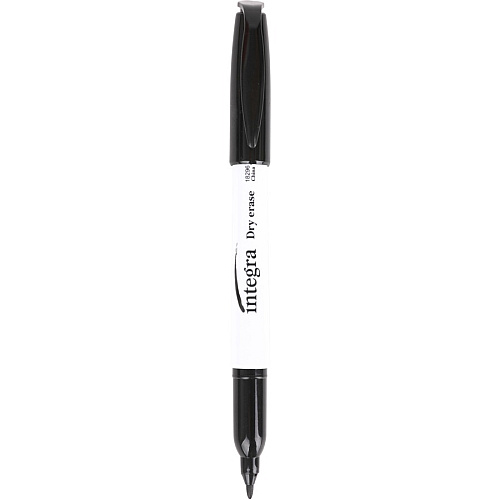 Integra Dry-Erase Markers Fine Bullet Marker Point - Black Ink - Alcohol Based - Fiber Tip - 1 Dozen (18296)