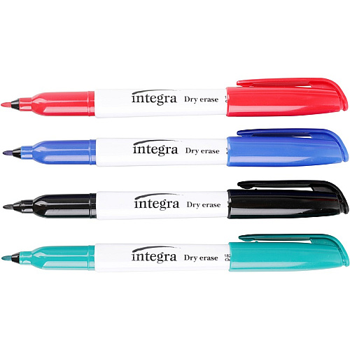Integra Dry-Erase Markers Fine Marker Point - Assorted Ink - Alcohol Based - 4 / Set (18297)