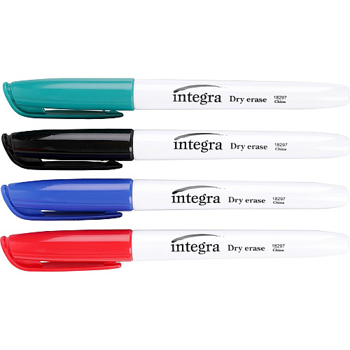 Integra Dry-Erase Markers Fine Marker Point - Assorted Ink - Alcohol Based - 4 / Set (18297)