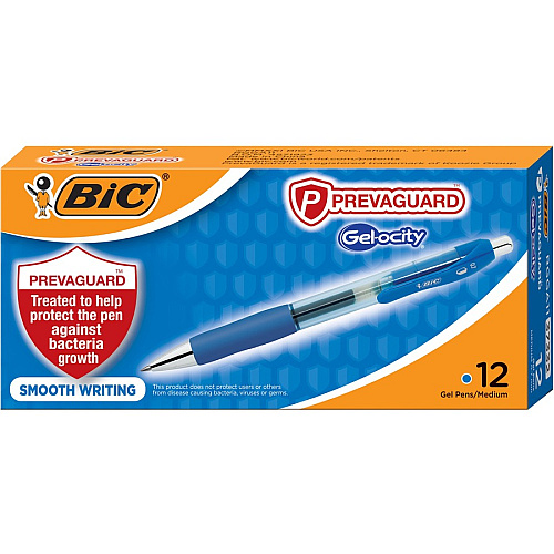 BIC PrevaGuard Gel-ocity Gel Pen 0.7 mm Pen Point - Blue Ink - Gel-based - 1 Dozen (RGGA11BE)