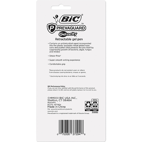 BIC PrevaGuard Gel-ocity Gel Pen 0.7 mm Pen Point - Blue Ink - Gel-based - 4 / Pack (RGGAP4BE)