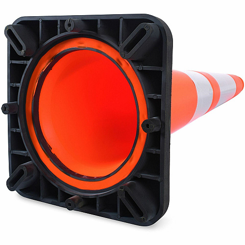 Tatco Slimline Traffic Cones 10.8" Width x 28" Height x 10.8" Depth - Cone Shape - Reflective, Flexible, Long Lasting - Polyvinyl Chloride (PVC) - Orange, Silver - 1 Each (35500)