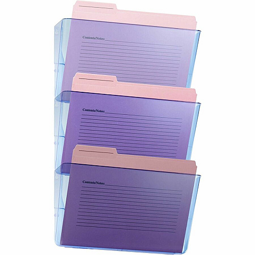Officemate Blue Glacier&trade; Wall File, 3/Box 15" Height x 13" Width x 4.13" Depth - Stackable - Transparent Blue - Plastic - 3 / Pack (23220)
