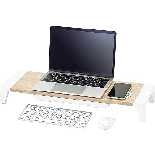 Bostitch Wireless Charging Wooden Monitor Stand 33 lb Load Capacity - 24" Width x 8" Depth - Wood, Wood Grain - Multi (STND2408WH)