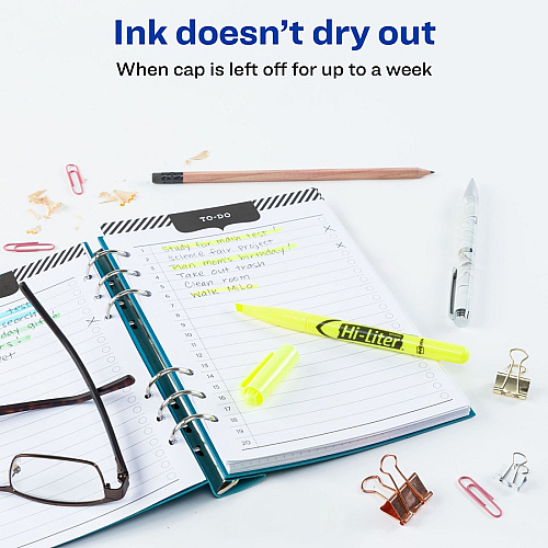 HI-LITER Pen Style Highlighters Chisel Marker Point - Fluorescent Yellow Ink - 200 / Carton (23825)