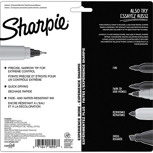 Sharpie Mystic Gems Permanent Markers Ultra Fine Marker Point - Multi Ink - 12 / Pack (2136777)