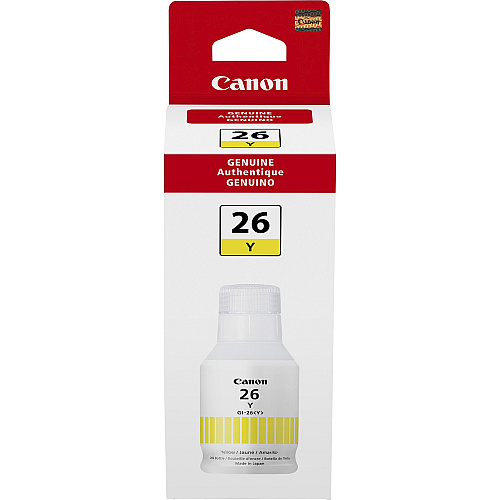 Canon GI-26 Pigment Color Ink Bottle Inkjet - Yellow - 14000 Pages - 132 mL - High Yield - 1 Each (GI26Y)