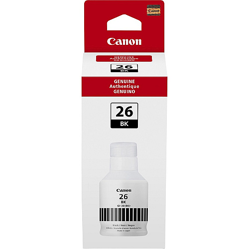 Canon GI-26 Pigment Color Ink Bottle Inkjet - Black - 6000 Pages - 132 mL - High Yield - 1 Each (GI26BK)