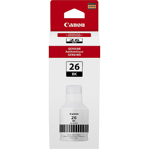 Canon GI-26 Pigment Color Ink Bottle Inkjet - Black - 6000 Pages - 132 mL - High Yield - 1 Each (GI26BK)