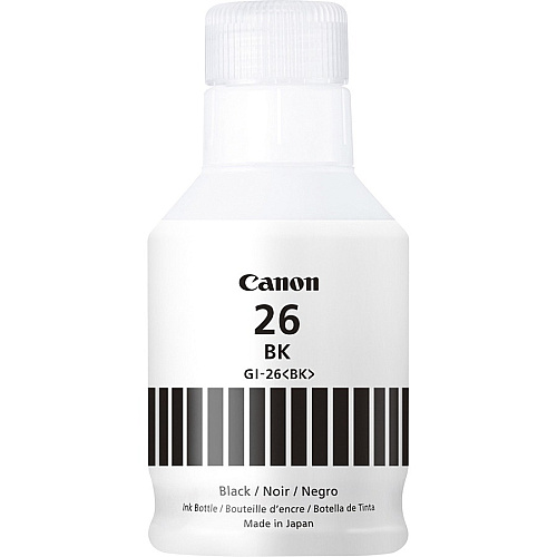 Canon GI-26 Pigment Color Ink Bottle Inkjet - Black - 6000 Pages - 132 mL - High Yield - 1 Each (GI26BK)