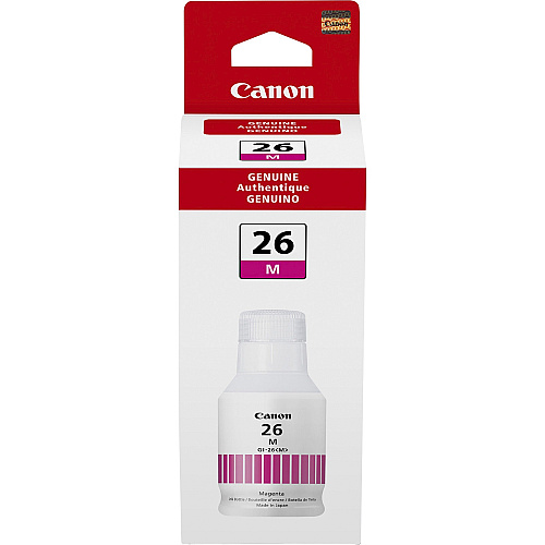 Canon GI-26 Pigment Color Ink Bottle Inkjet - Pink - 14000 Pages - 132 mL - High Yield - 1 Each (GI26M)