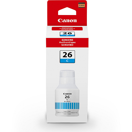 Canon GI-26 Pigment Color Ink Bottle Inkjet - Cyan - 14000 Pages - 132 mL - 1 Each (GI26C)