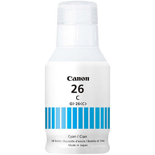 Canon GI-26 Pigment Color Ink Bottle Inkjet - Cyan - 14000 Pages - 132 mL - 1 Each (GI26C)