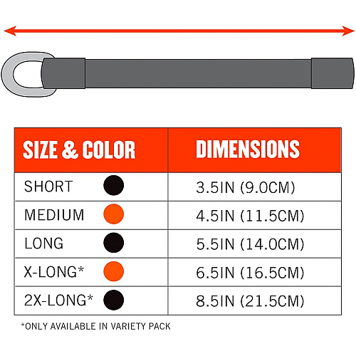 Ergodyne 3700 Web Tool Tether Attachment - D-Ring Tool Tails - 2lbs (6-Pack) 9.5" Height x 0.3" Width - Black, Orange - Nylon Webbing - 5 / Pack (19701)