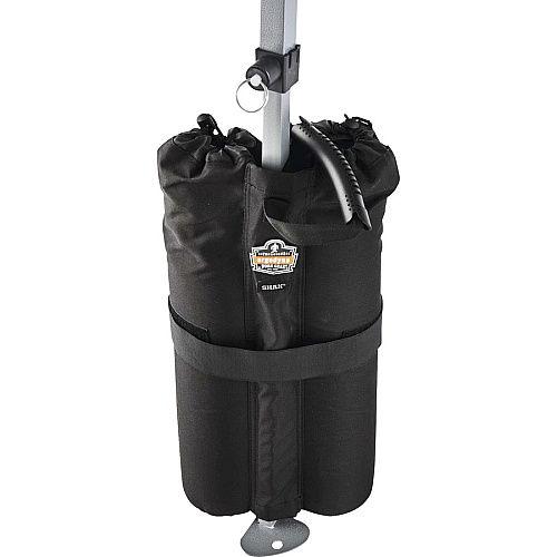 Ergodyne 6094 One Size Tent Weight Bags 40 lb Capacity - 7" Length x 10" Width - Black - Polyurethane, Polyester - Tent - 2 / Pack (12994)