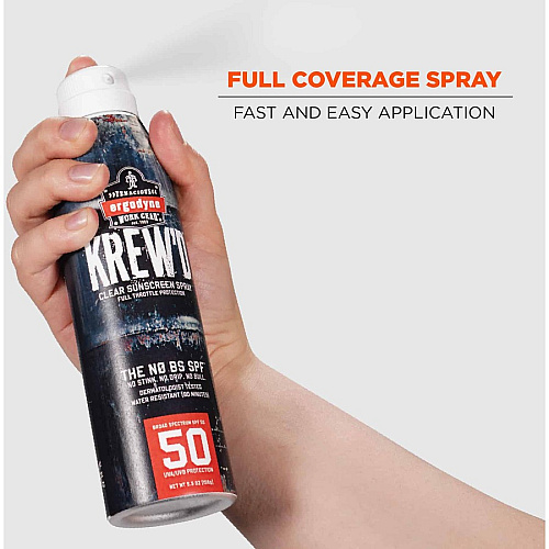Ergodyne 6353 SPF 50 Sunscreen Spray Spray - 5.50 fl oz - SPF 50 - Skin - UVA Protection, UVB Protection, Water Resistant, Lightweight, Non-greasy, Absorbs Quickly, Paraben-free, Phthalates-free, Hypoallergenic, Sweat Resistant, Octinoxate-free, . (16639)