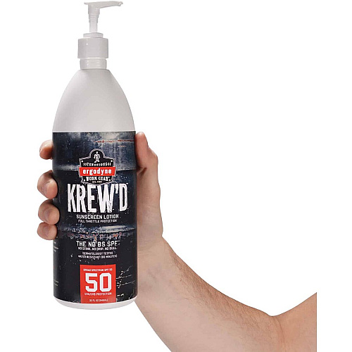 Ergodyne 6355 SPF 50 Sunscreen Lotion Lotion - 1 quart - Non-fragrance - SPF 50 - Skin - UVA Protection, UVB Protection, Water Resistant, Lightweight, Non-greasy, Absorbs Quickly, Paraben-free, Phthalates-free, Hypoallergenic, Fragrance-free, Swea (16643)