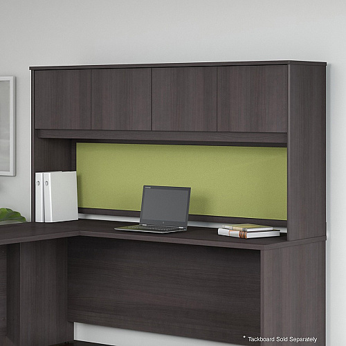 Bush Business Furniture Studio C 72W Hutch 36" Height x 70.9" Width x 14.5" Depth - 4 Door(s) - Finish: Storm Gray, Thermofused Laminate (TFL) (SCH172SG)