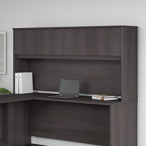 Bush Business Furniture Studio C 72W Hutch 36" Height x 70.9" Width x 14.5" Depth - 4 Door(s) - Finish: Storm Gray, Thermofused Laminate (TFL) (SCH172SG)