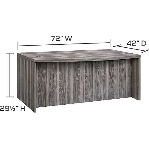 Safco Aberdeen Series 72" Bow Front Desk Rectangle - 1.6" Thickness Work Surface, 29.5" Height x 72" Width x 42" Depth - Material: Medium Density Fiberboard (MDF), Laminate - Finish: Gray Steel - 1 Each (ABD7242LGS)