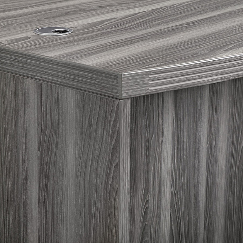 Safco Aberdeen Series 72" Bow Front Desk Rectangle - 1.6" Thickness Work Surface, 29.5" Height x 72" Width x 42" Depth - Material: Medium Density Fiberboard (MDF), Laminate - Finish: Gray Steel - 1 Each (ABD7242LGS)
