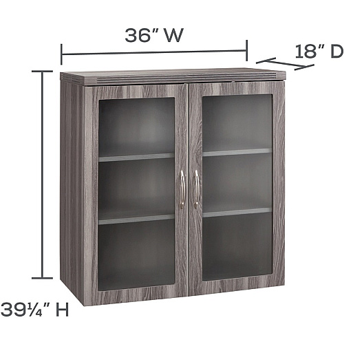 Safco Aberdeen Series Glass Display Cabinet Rectangle - 37.4" Height x 17.9" Width0.7" Thickness Door, 36.8" Height x 34.6" Width x 16.5" Depth Interior Cabinet, 10.4" Height x 34.6" Width x 16.5" Depth Shelf, 39.3" Height x 36" Width x 18" Dept (AGDCLGS)