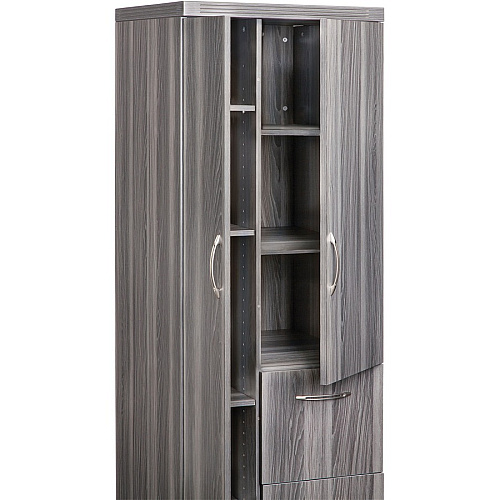 Safco Aberdeen Series Personal Storage Tower 64.3" Height x 14.9" Width0.7" Thickness Door, 9.1" Height18.7" Depth Drawer, 62.2" Height x 22.6" Width x 22.7" Depth Interior Cabinet - Total Drawer(s): 2 - 2 Door(s) - 6 Shelve(s) - 6 Adjustable Sh (APSTLGS)