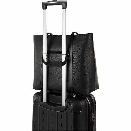 bugatti Pure Carrying Case (Tote) for 14" - Black Damage Resistant, Scratch Resistant, Scuff Resistant - Vegan Leather Body - Felt Interior Material - Shoulder Strap, Handle, Trolley Strap - 13.3" Height x 15" Width x 6.3" Depth - Female - 1 (LBG5054BUBK)