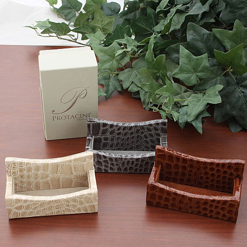 Protacini Cognac Brown Italian Patent Leather Business Card Holder Italian Leather, Suede - Cognac Brown - 1 Each (A6107)