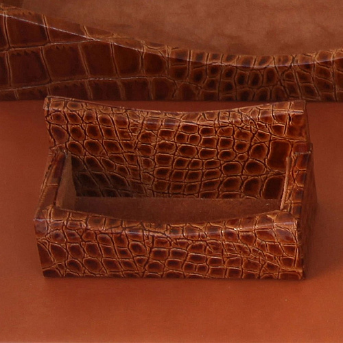 Protacini Cognac Brown Italian Patent Leather Business Card Holder Italian Leather, Suede - Cognac Brown - 1 Each (A6107)