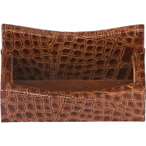 Protacini Cognac Brown Italian Patent Leather Business Card Holder Italian Leather, Suede - Cognac Brown - 1 Each (A6107)