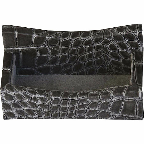 Protacini Castlerock Gray Italian Patent Leather Business Card Holder Italian Leather, Suede, Velveteen - Castlerock Gray - 1 Each (A6207)