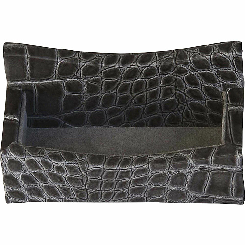 Protacini Castlerock Gray Italian Patent Leather Business Card Holder Italian Leather, Suede, Velveteen - Castlerock Gray - 1 Each (A6207)