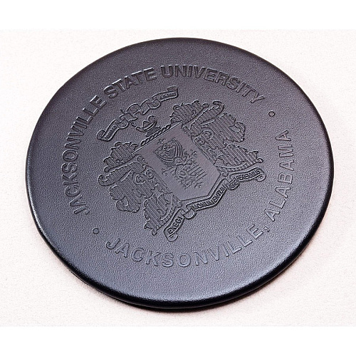 Dacasso Leather Round Coaster Set Round - Black - Top Grain Leather - 1Each - 1 Each (A1058)