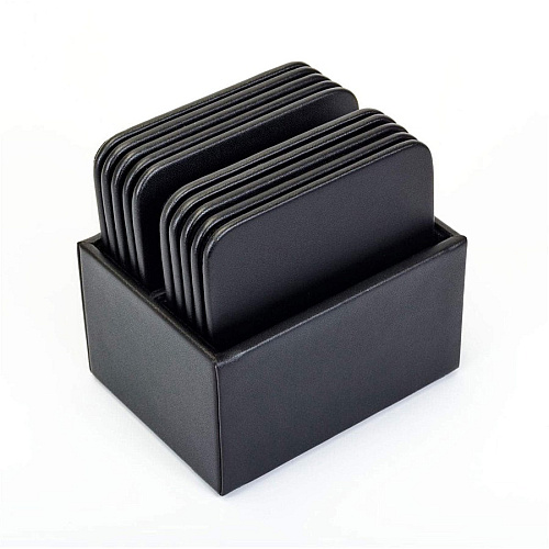 Dacasso Leather Square Coaster Set Square - Black - Top Grain Leather - 1Each - 1 Each (A1043)