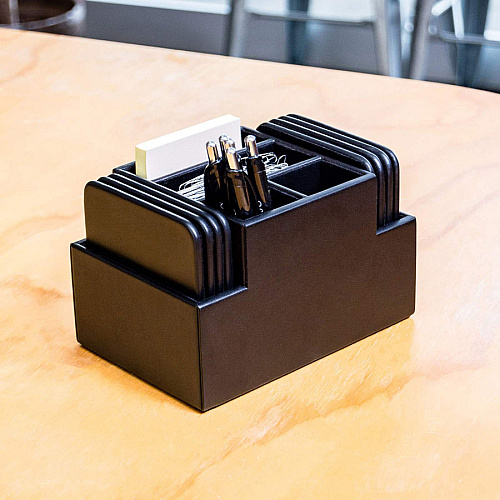 Dacasso Leatherette Square Coaster Set Square - Black - Top Grain Leather - 1Each - 1 Each (A1359)