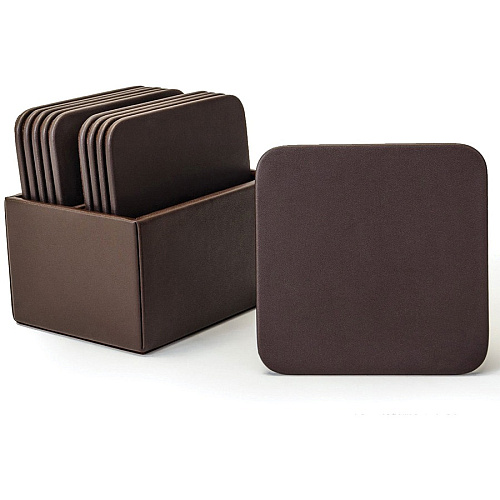 Dacasso Leatherette Square Coaster Set Square - Chocolate Brown - Leatherette - 1Each - 1 Each (A3343)
