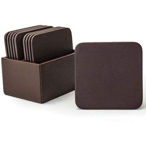 Dacasso Leatherette Square Coaster Set Square - Chocolate Brown - Leatherette - 1Each - 1 Each (A3343)