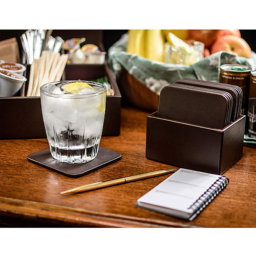 Dacasso Leatherette Square Coaster Set Square - Chocolate Brown - Leatherette - 1Each - 1 Each (A3343)