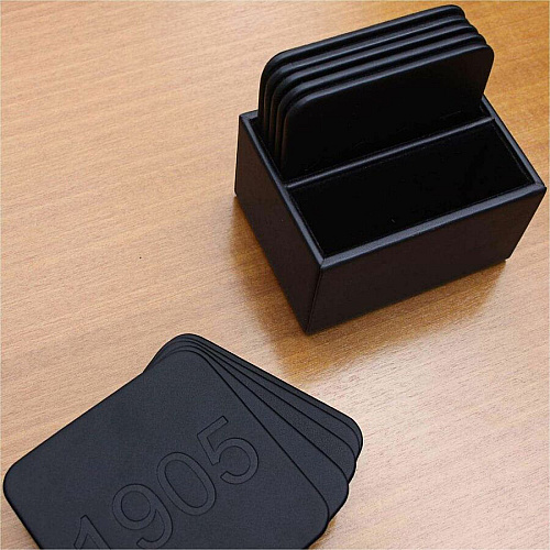 Dacasso Leatherette Square Coaster Set Square - Black - Leatherette - 1Each - 1 Each (A1343)