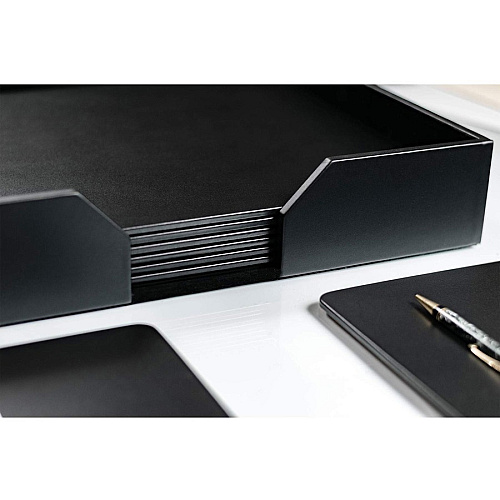 Dacasso Leatherette Conference Room Set Rectangular - 17" Width - Leatherette, Velveteen - Black - 1 Each (D1065)