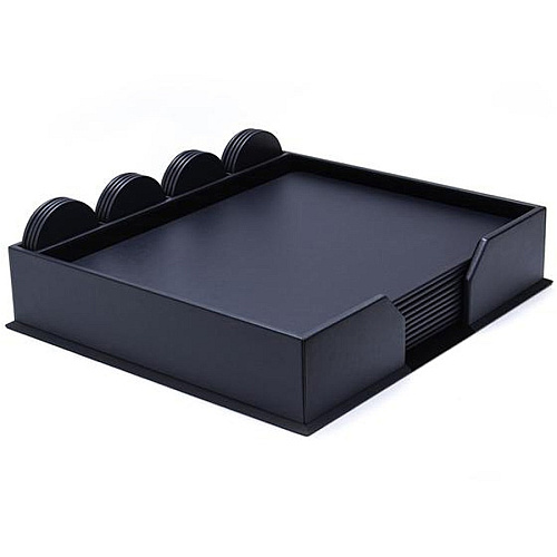 Dacasso Leatherette Conference Room Set Rectangular - 17" Width - Leatherette, Velveteen - Navy Blue - 1 Each (D4651)