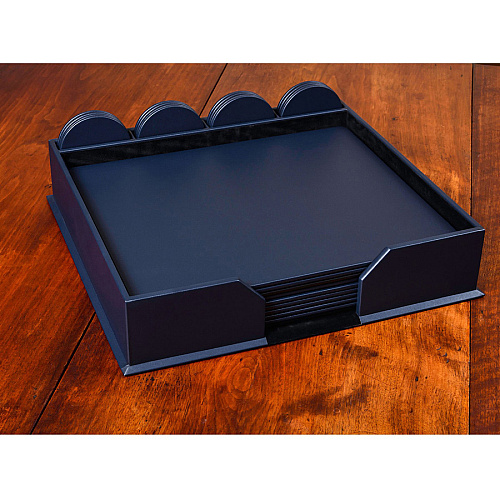 Dacasso Leatherette Conference Room Set Rectangular - 17" Width - Leatherette, Velveteen - Navy Blue - 1 Each (D4651)