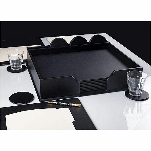 Dacasso Leatherette Conference Room Set Rectangular - 17" Width - Leatherette, Velveteen - Black - 1 Each (D1051)