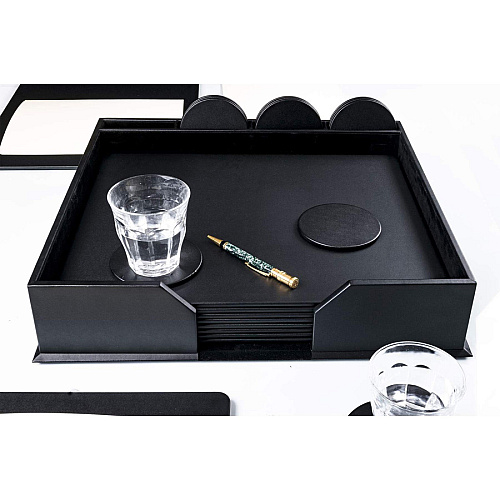 Dacasso Leatherette Conference Room Set Rectangular - 17" Width - Leatherette, Velveteen - Black - 1 Each (D1051)